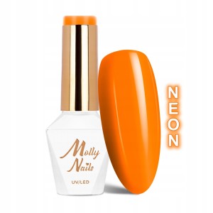 Molly Nails Neons 72 Juicy Orange Gel Polish HEMA/Di-HEMA Free Pomarańczowy neonowy lakier hybrydowy LED/UV 8g