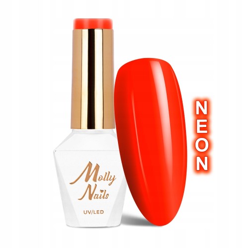 Molly Nails Neons 73 Dark Orange Gel Polish HEMA/Di-HEMA Free Pomarańczowy neonowy lakier hybrydowy LED/UV 8g