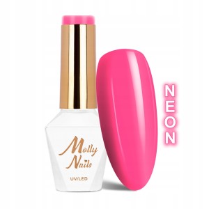 Molly Nails Neons 75 Candy Pink Gel Polish HEMA/Di-HEMA Free Różowy neonowy lakier hybrydowy LED/UV 8g