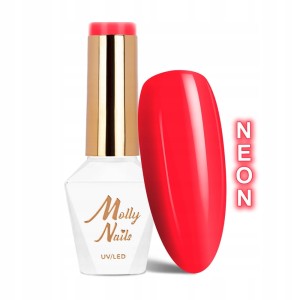 Molly Nails Neons 77 Neon Red Gel Polish HEMA/Di-HEMA Free Czerwony neonowy lakier hybrydowy LED/UV 8g