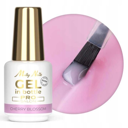 Molly Nails Pro Salon Gel in bottle Cherry Blossom Żel budujący do paznokci w butelce z pędzelkiem HEMA/Di-HEMA Free 15g