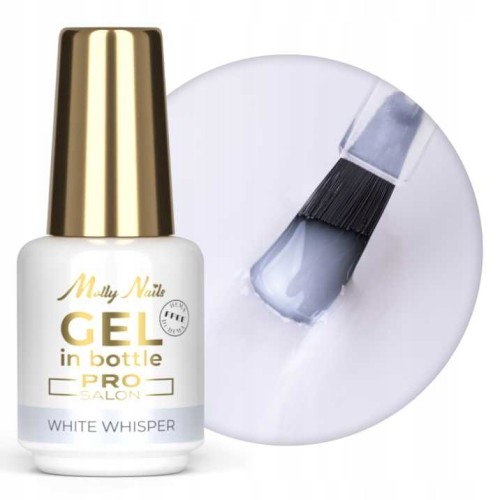 Molly Nails Pro Salon Gel in bottle White Whisper Żel budujący do paznokci w butelce z pędzelkiem HEMA/Di-HEMA Free 15g
