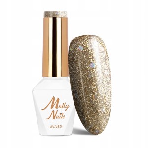 Molly Nails Queens Of Life Nr 32 Perfect Gold HEMA/Di-HEMA Free Brokatowy lakier hybrydowy LED/UV Gel Polish 8g