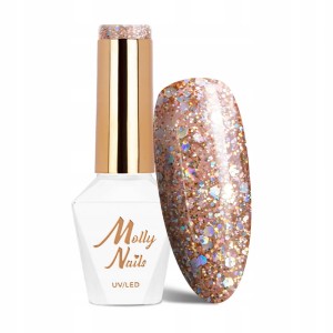 Molly Nails Queens Of Life Nr 33 Rose Gold HEMA/Di-HEMA Free Brokatowy lakier hybrydowy LED/UV Gel Polish 8g