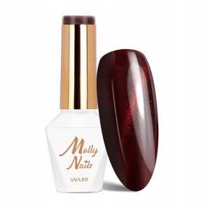 Molly Nails Reds Cat Eye Red Nr 235 Gel Polish LED/UV HEMA/Di-HEMA Free Czerwony lakier hybrydowy z efektem kociego oka 8g