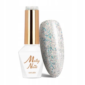 Molly Nails Spotlight 630 Pearlight Gel Polish HEMA/Di-HEMA Free Biały lakier hybrydowy z drobinkami LED/UV 8g