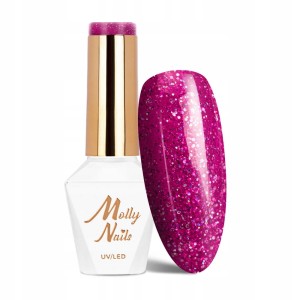 Molly Nails Spotlight 634 Pink Fiction Gel Polish HEMA/Di-HEMA Free Różowy lakier hybrydowy z drobinkami LED/UV 8g
