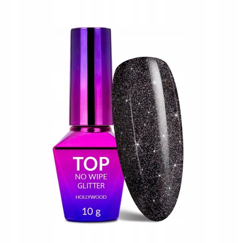 Molly Nails Top No Wipe Glitter Hollywood Star Brokatowy top bez przemywania do paznokci HEMA/Di-HEMA Free 10g