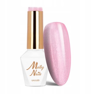 Molly Nails Winter Crystalize 222 Petite Roses Gel Polish HEMA/Di-HEMA Free Różowy brokatowy lakier hybrydowy LED/UV 8g