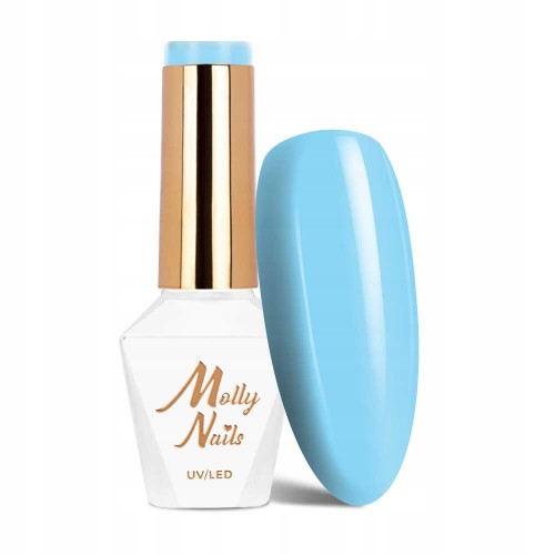 Molly Nails Yoghurt 124 Tempting Foam Gel Polish HEMA/Di-HEMA Free Niebieski lakier hybrydowy LED/UV 8g