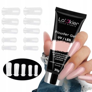 La’kier Zestaw do przedłużania paznokci - akrylożel 30g Nude + formy Classic 100 sztuk