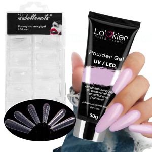 La’kier Zestaw do przedłużania paznokci - akrylożel 30g Wild Orchid + formy Ballerina 100 sztuk