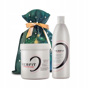 Herfit Świąteczny zestaw prezentowy do pielęgnacji włosów - masaka + szampon do włosów farbowanych z olejem sezamowym