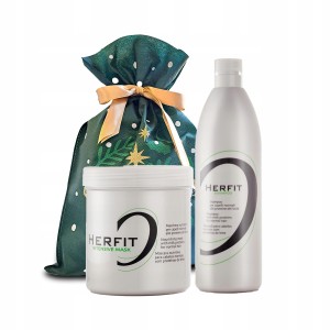 Herfit Świąteczny zestaw prezentowy do pielęgnacji włosów - masaka + szampon do włosów normalnych z proteinami mleka