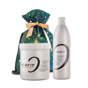 Herfit Świąteczny zestaw prezentowy do pielęgnacji włosów - masaka + szampon do włosów rewitalizujący z mleczkiem pszczelim