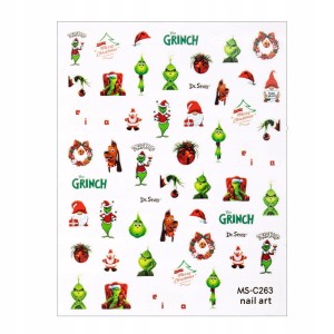 Molly Nails Świąteczne naklejki samoprzylepne do paznokci MS-C263 Grinchmas