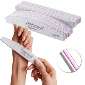 Zestaw do stylizacji paznokci 50x pilnik łódka półksiężyc zebra PHQ 100/180