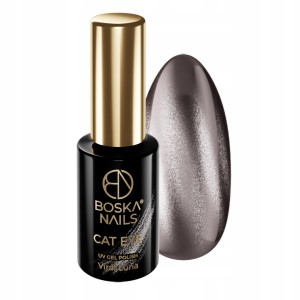 Boska Nails Cat Eye Viral 500 Luna Ciemny brązowo srebrny lakier hybrydowy z efektem kociego oka 6ml