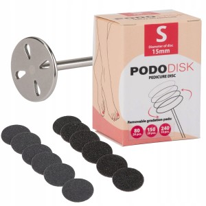 Dysk tarcza do pedicure Pododisk zestaw trzpień z dyskiem + nakładki tarcze wymienne S 15mm