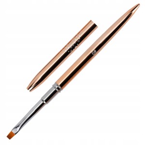 Pędzelek do żelu kwadratowy metalowy rose gold silver rozmiar 6 ze skuwką