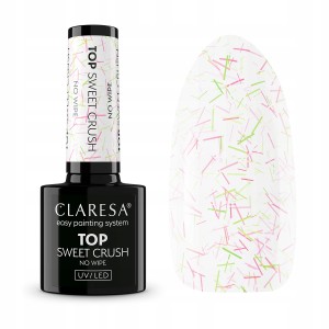 Claresa Top No Wipe Sweet Crush Lakier hybrydowy nawierzchniowy bez przemywania z posypką 5g