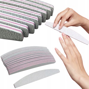 Pilnik do paznokci manicure pedicure łódka półksiężyc szary zebra gradacja 100/180 100 sztuk