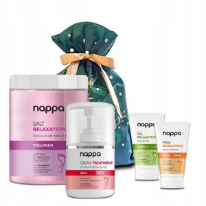 Silcare Nappa Świąteczny zestaw prezentowy do pielęgnacji stóp domowe SPA - sól + krem UREA 30% + maska + żel