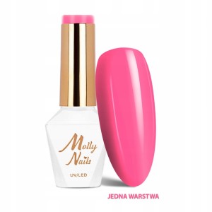 Molly Nails Lakier Hybrydowy Różowy 296 Flamingo Pink 8g – kolekcja Sorbet HEMA Free lato