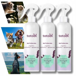 Totobi naturalna mgiełka wspomagająca ochronę przed kleszczami i pchłami pies kot 3 x 100 ml