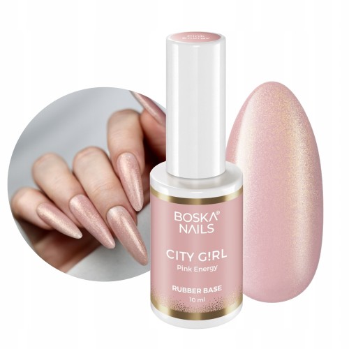 Boska Nails baza kauczukowa z drobinką City Girl Pink Energy 10ml