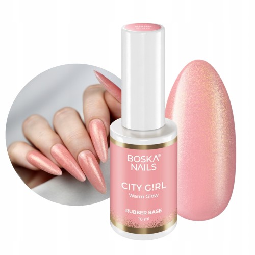 Boska Nails baza kauczukowa z drobinką City Girl Warm Glow 10ml