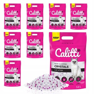 Calitti Crystals Żwirek Silikonowy Niezbrylający dla Kota Bezpyłowy Bezzapachowy 3,8 L 8-pak