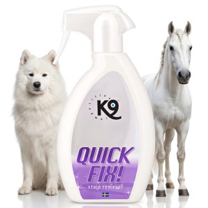 K9 Quick Fix Suchy Szampon Rozjaśniający dla Psa i Konia do Białej Jasnej Sierści Usuwa Plamy Zażółcenia Proteiny Pszenicy 500 ml