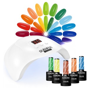 SunOne Zestaw Do Manicure Hybrydowego Lampa Smart USB 5szt lakierów Mix Kolorów 48W