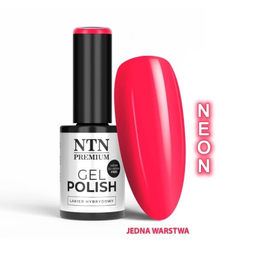 NTN Premium Lakier do Paznokci Hybrydowy 551 Neon Red czerwony neonowy na lato limitowany 5g