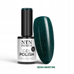 NTN Premium Lakier do Paznokci Hybrydowy 557 Green Glitter zielony brokatowy 5g