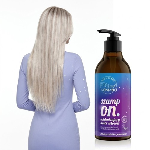 OnlyBio Hair in Balance Blond fioletowy szampon ochładzający kolor blond bez żółtych tonów 400ml