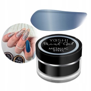 Yoshi Paint Gel Metallic Steel Żel do zdobień paznokci szary 5ml