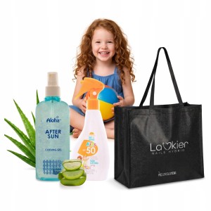 Zestaw do opalania dla dzieci Balsam SPF50 220ml i Żel chłodzący Aloesowy SOS + Torba
