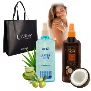 Zestaw do Opalania Olejek Kokosowy SPF6 200ml i Żel chłodzący Aloesowy SOS 200ml + Torba
