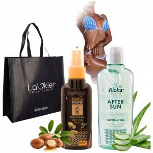 Zestaw ochronny do opalania MadiS Olejek Arganowy SPF6 100ml i Żel aloesowy 200ml + Torba
