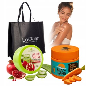 Zestaw Opalający Sea n Sand Przyspieszacz 170ml + Żel Po Opalaniu Aloes Granat 200ml + Torba