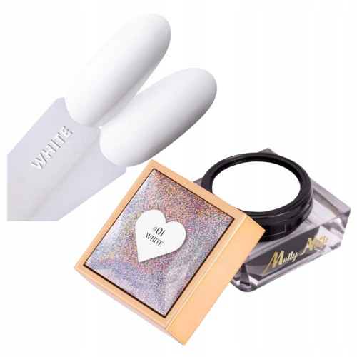 Molly Nails pasta żel do zdobień paznokci UV LED Nail Art Basic White 01 Biały 5g