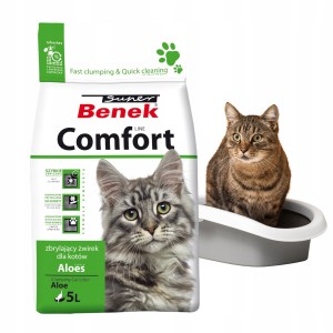Super Benek Comfort Żwirek Bentonitowy Zbrylający dla Kota Aloesowy 5L