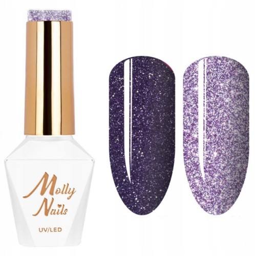 Molly Nails Lakier Hybrydowy Flash 615 Queencess Fioletowy z Drobinkami 8g