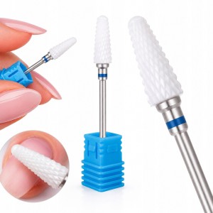 Frez ceramiczny do paznokci stożek średni niebieski hybrydy żelu FRC500-9