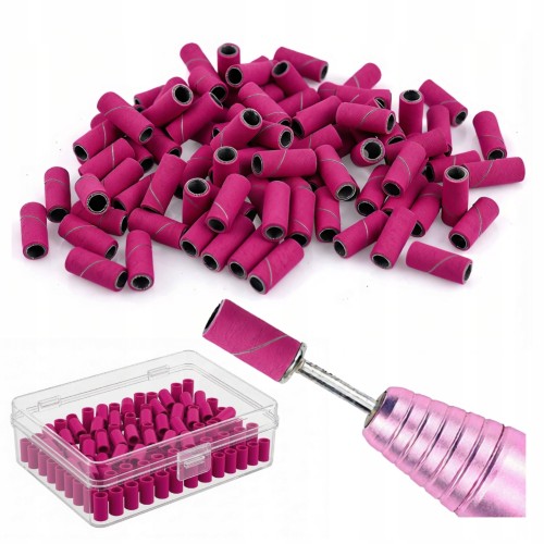 Kapturki Nakładki Ścierne do Manicure Pedicure 3mm gradacja 180 Różowe 50szt