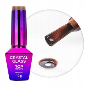 Molly Nails Crystal Glass Top No Wipe Witrażowy Chocolate Kolorowy Top Bez Przemywania Brązowy 10g