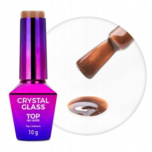 Molly Nails Crystal Glass Top No Wipe Witrażowy Golden Brown Kolorowy Top Bez Przemywania Złoto Brązowy 10g