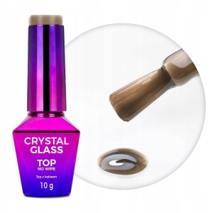Molly Nails Crystal Glass Top No Wipe Witrażowy Light Brown Kolorowy Top Bez Przemywania Jasny Brązowy 10g